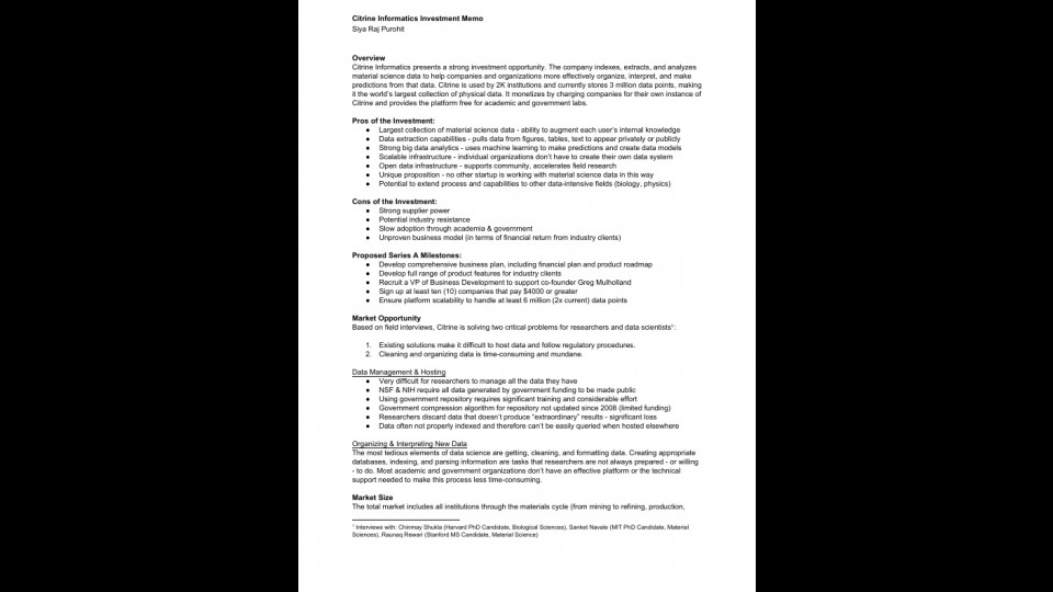 Investment Venture Capital Memo Portfolium - |