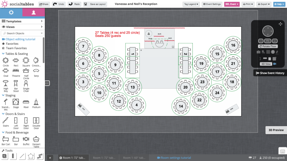 Social Tables Vanessa S Wedding Reception Layout Portfolium