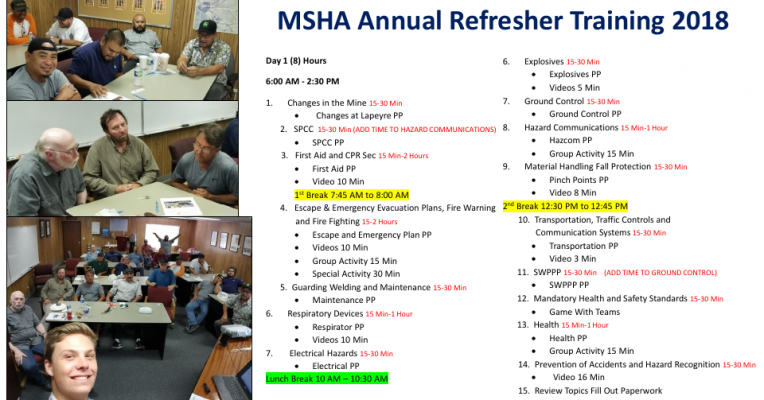 MSHA Annual Refresher 2018 Powered by Portfolium