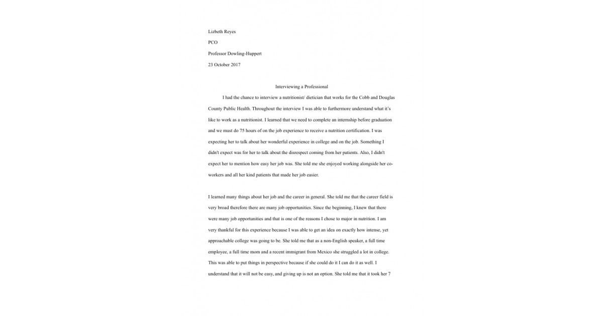reflection on interview experience essay