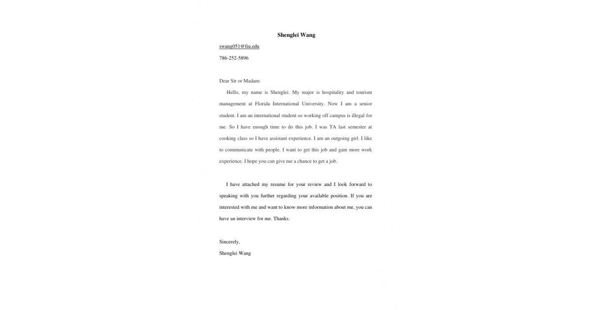 Cover Letter Portfolium