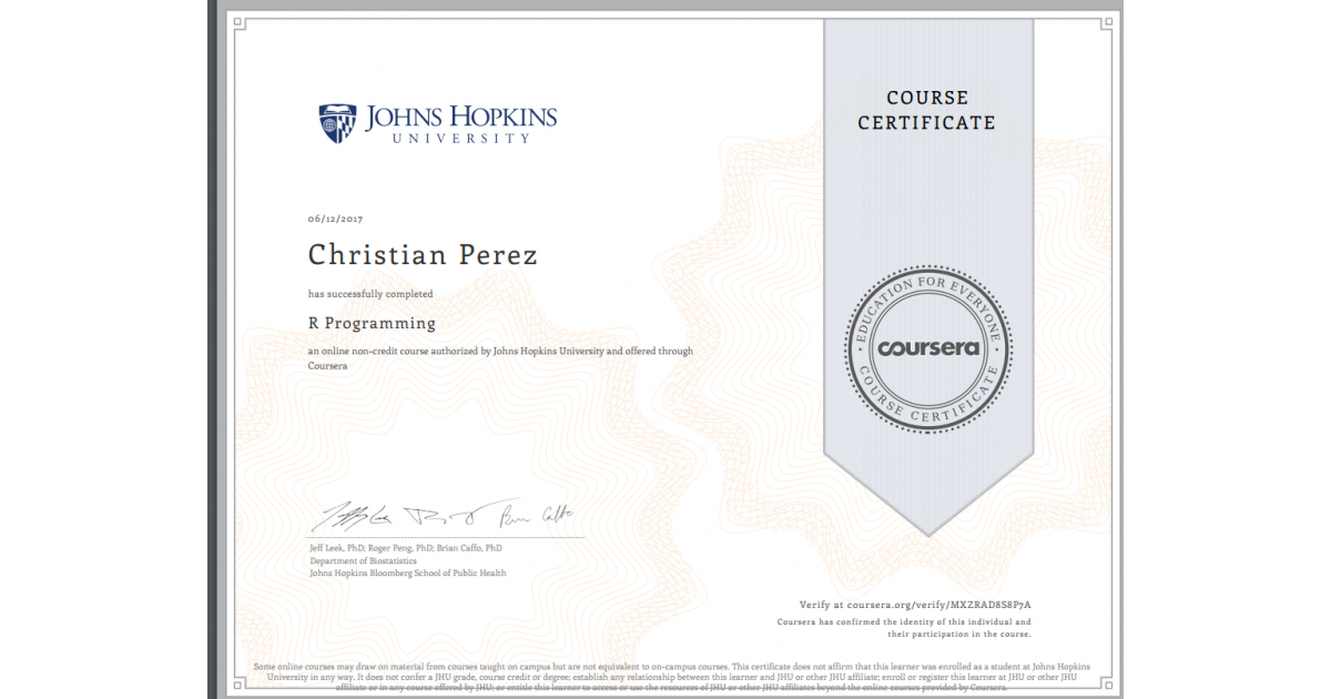 R Programming Certification Course Portfolium