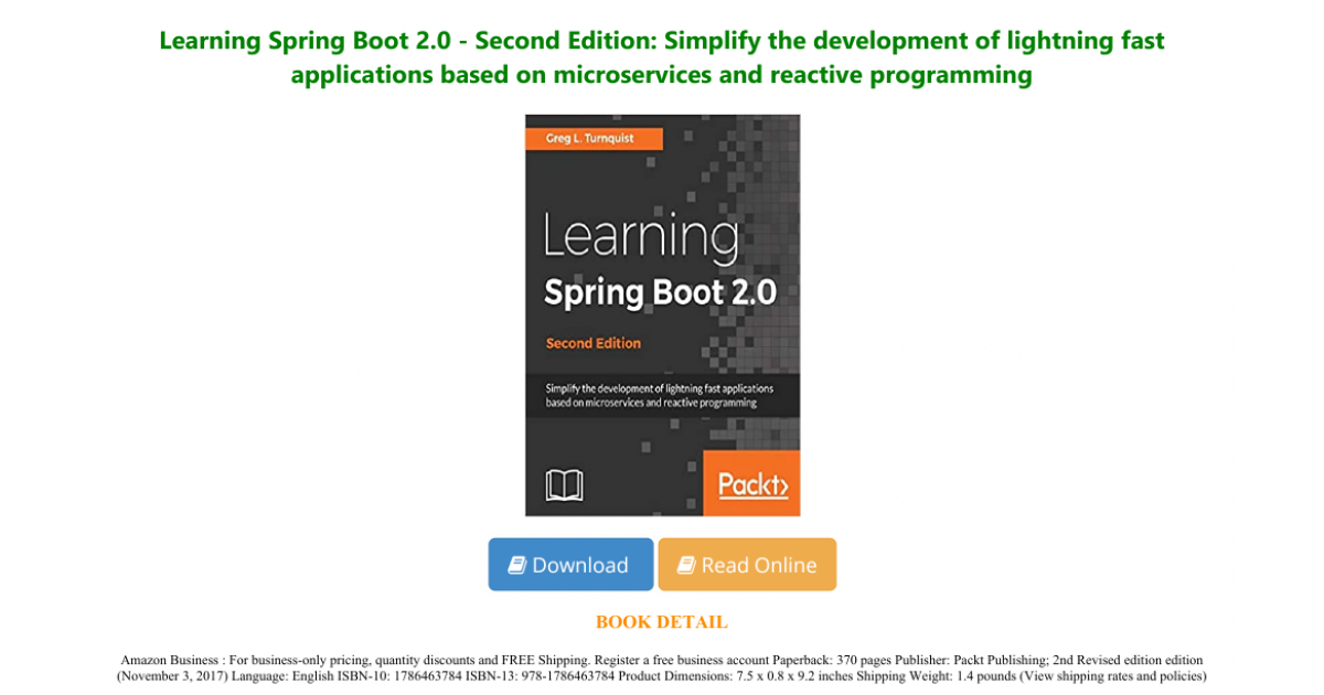 Learning Spring Boot 2.0 - | Portfolium