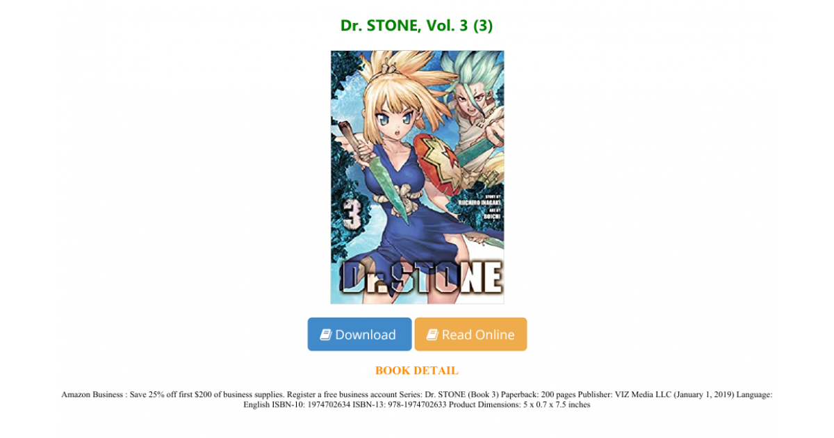 Ebook P D F Dr Stone Vol 3 3 Full Pages Portfolium