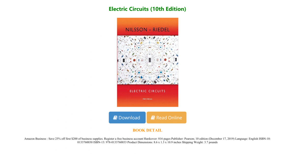 Electric circuits nilsson 10th edition pdf download pdf