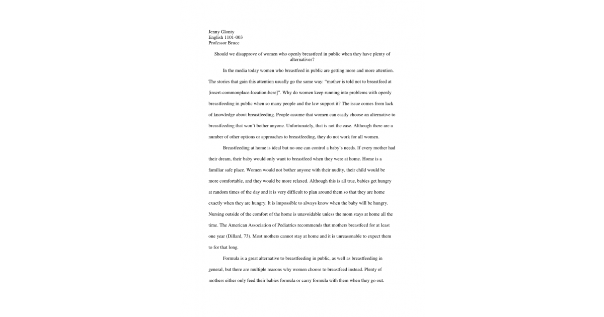 Persuasive Essay On Breastfeeding