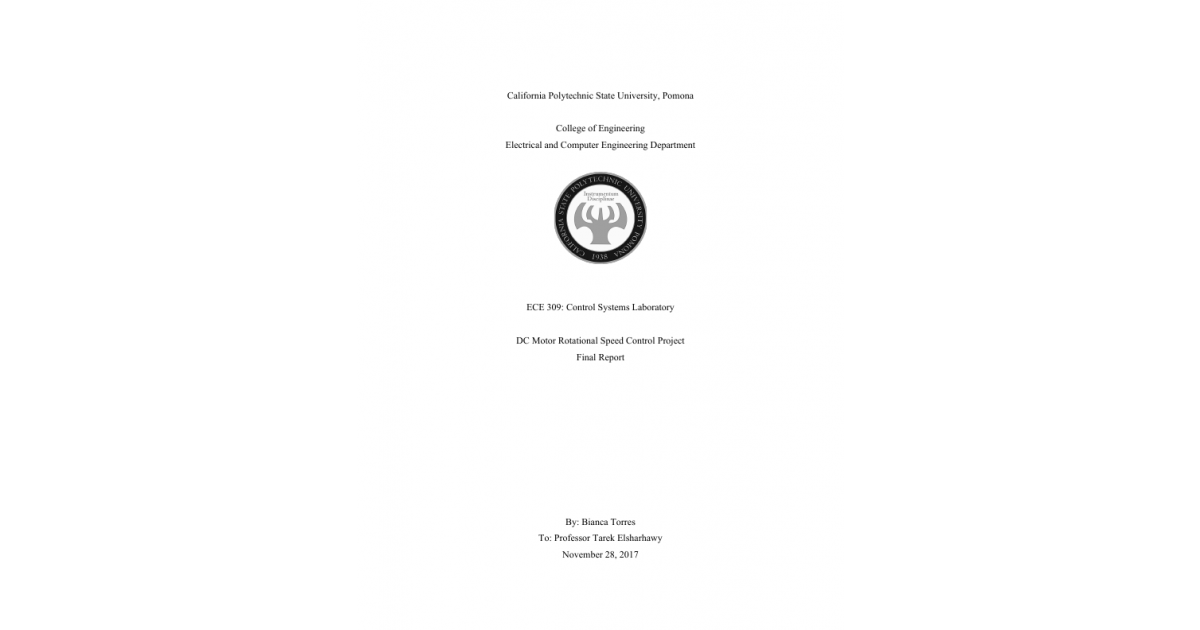 Dc Motor Rotational Speed Control Project Portfolium