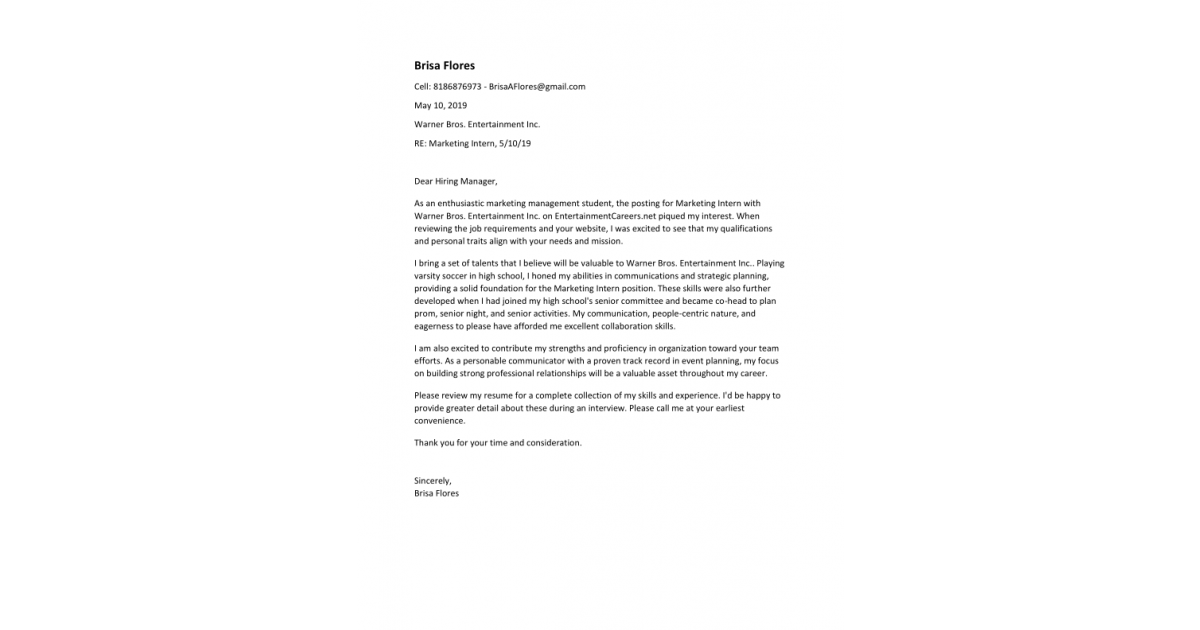 Sample Cover Letter Portfolium