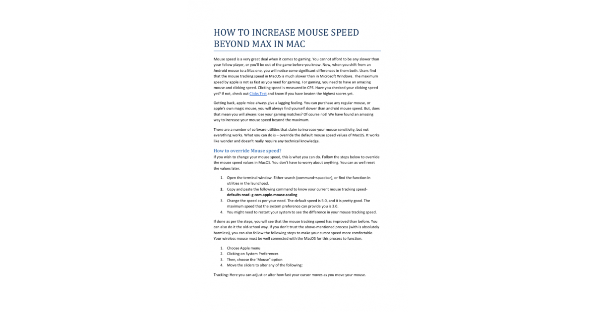 Increase Mouse Speed Beyond Max Mac