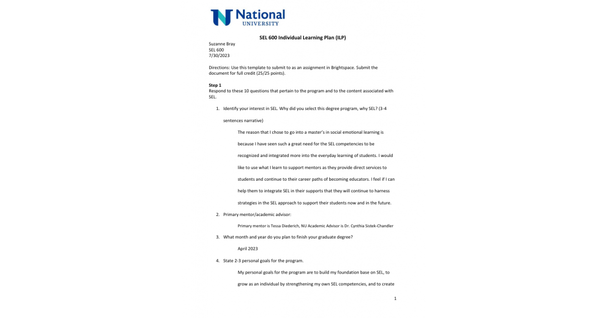 Define Individual Learning Plan