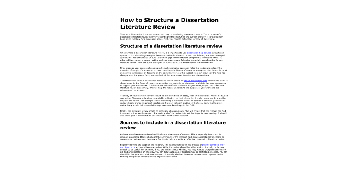 structure of literature review dissertation