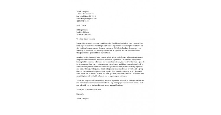 lockheed martin address for cover letter